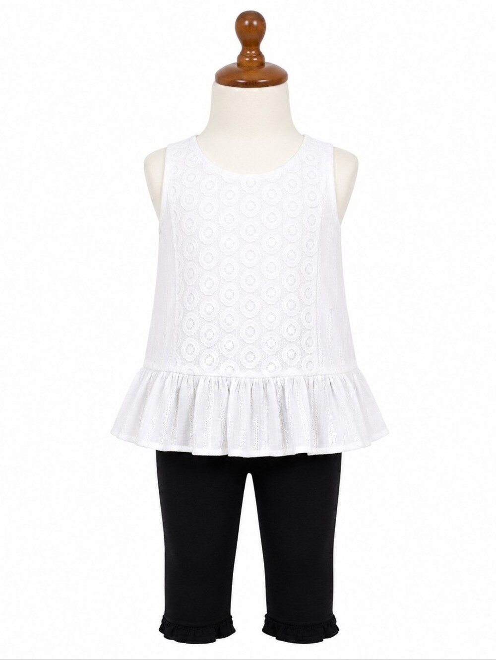 PIPPA & JULIE | White Shimmer Top & Black Leggings Party Holiday Set